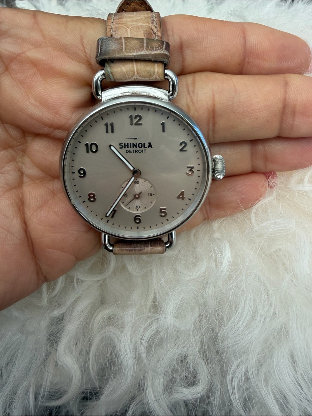 Shinola Silver Dial Men's Wristwatch with Black Numerals